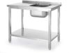 HENDI spoeltafel roestvast staal - met legplank, spoelbak links - 100x60x85 cm - zilver - horeca