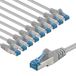goobay 66025 CAT 6A netwerkkabel set van 10 / patchkabel afgeschermd S/FTP/CU ethernetkabel, PiMF, LSZH/Cat 6a-kabel met 10 Gbits, grijs, 10 x 3 m