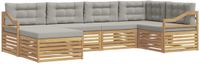vidaXL Hoek loungeset 6-delig Wit en Lichtgrijs Polyester