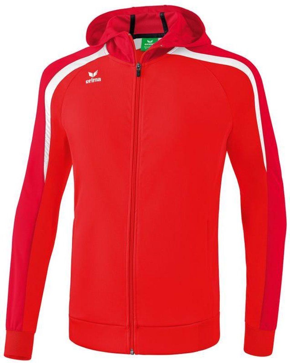 Erima Liga 2.0 Trainingsjack Met Capuchon Kinderen - Rood/Donkerrood/Wit - Maat 116