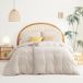 TRANKIELO® Housse de couette 135x200 cm avec 2 taies d'oreiller 40x80 cm - Linge de lit en microfibre beige