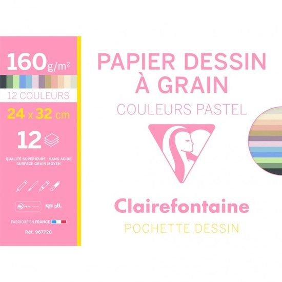 Clairefontaine 3329680967722, 12 vel Tekenpapier 160g 24x32cm