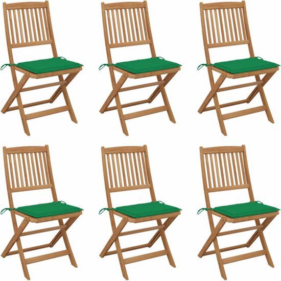vidaXL Tuinstoelen 6 stuks met kussens massief acaciahout groen