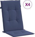 vidaXL Stoelkussens - 4 stuks - Hoge rug - Stof - Marineblauw