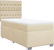 vidaXL Boxspring met matras, stof, crèmekleurig, 90x190 cm