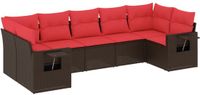 vidaXL 7-delige tuinbankset met kussens, bruin, polyrotan