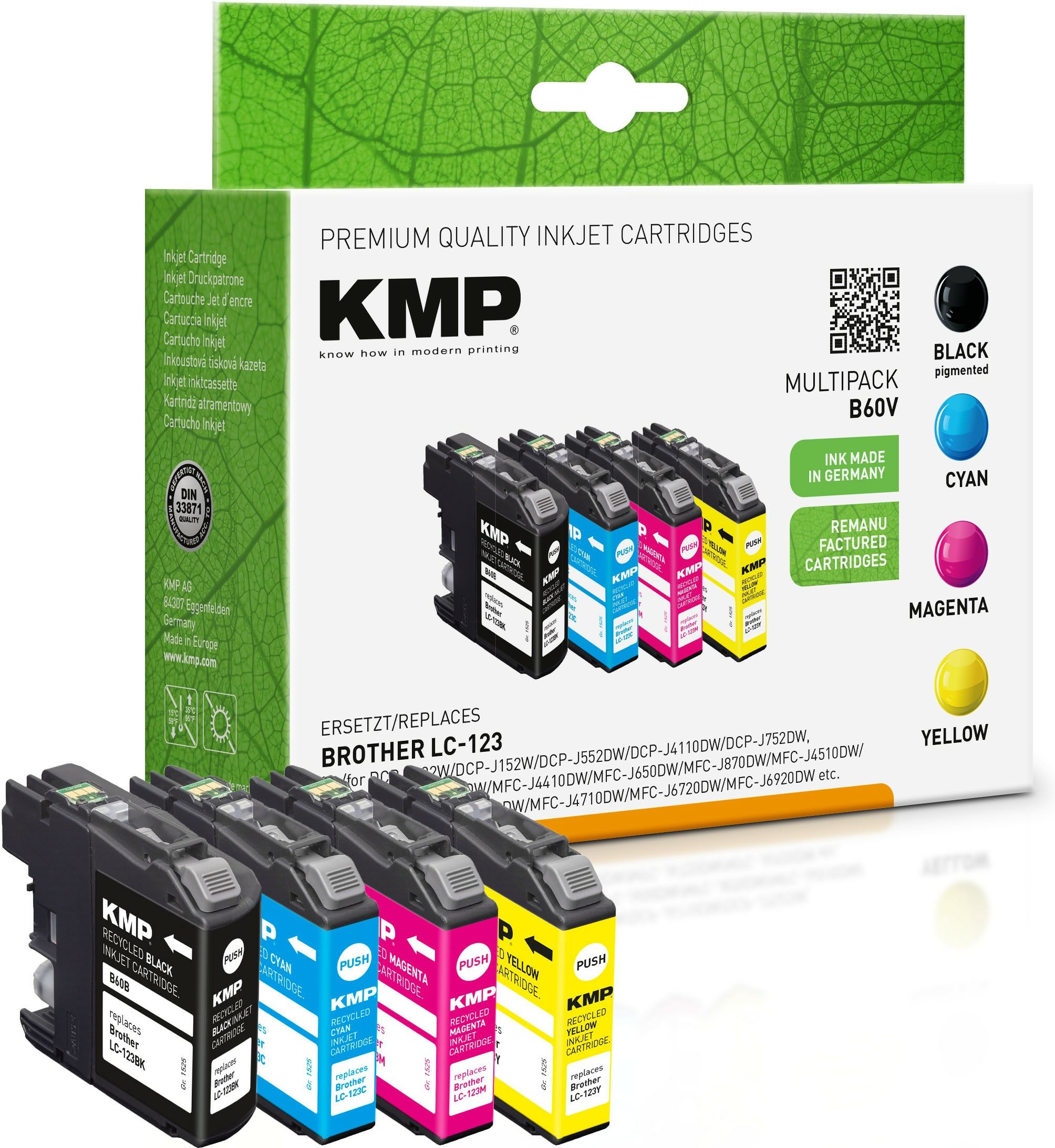 KMP 1525,4005 - Inktcartridge - 4 stuks - Zwart, Cyaan, Geel, Magenta