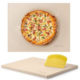 VEVOR Pizzasteen, rechthoekige cordieriet pizzasteen, 38 x 30 cm, extra grote baksteen met schraper, 1,5 cm dik, hittebestendig cordieriet, voor keukenoven, bakbrood en pizza's, barbecue grillen