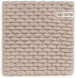 Knit Factory Gebreide Onderzetter Block - Ecru/Taupe - 20x20 cm