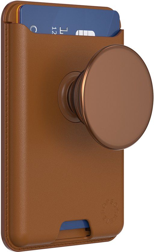 PopSockets PopWallet Series MagSafe met PopGrip Standaard, Bruin