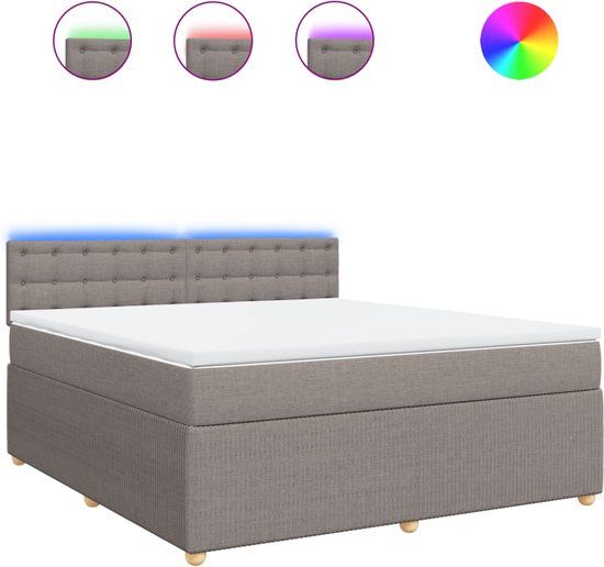 vidaXL Boxspring met matras stof taupe 180x200 cm