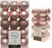 Kerstversiering boules de Noël en plastique rose clair 4-6 cm lot de 46x pièces - Décoration de sapin de Noël