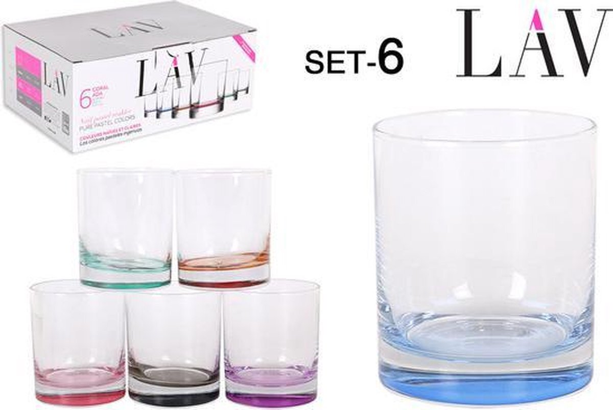 Lav SET 6 SCHEPEN WHISKY VERSTERKT 305cc AST KLEUREN