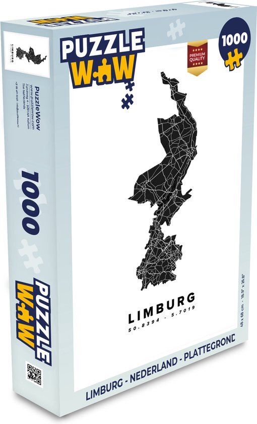 MuchoWow Puzzel Limburg - Nederland - Plattegrond - Legpuzzel - Puzzel 1000 stukjes volwassenen - Stadskaart