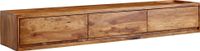 möbelando WOHNLING Buffet bas "Naihati" en Corps : bois massif de sheesham, revêtu d'un vernis transparent Dos : MDF en brun avec 3 tiroirs. Dimensions (L/H/P) 160x25x35 cm