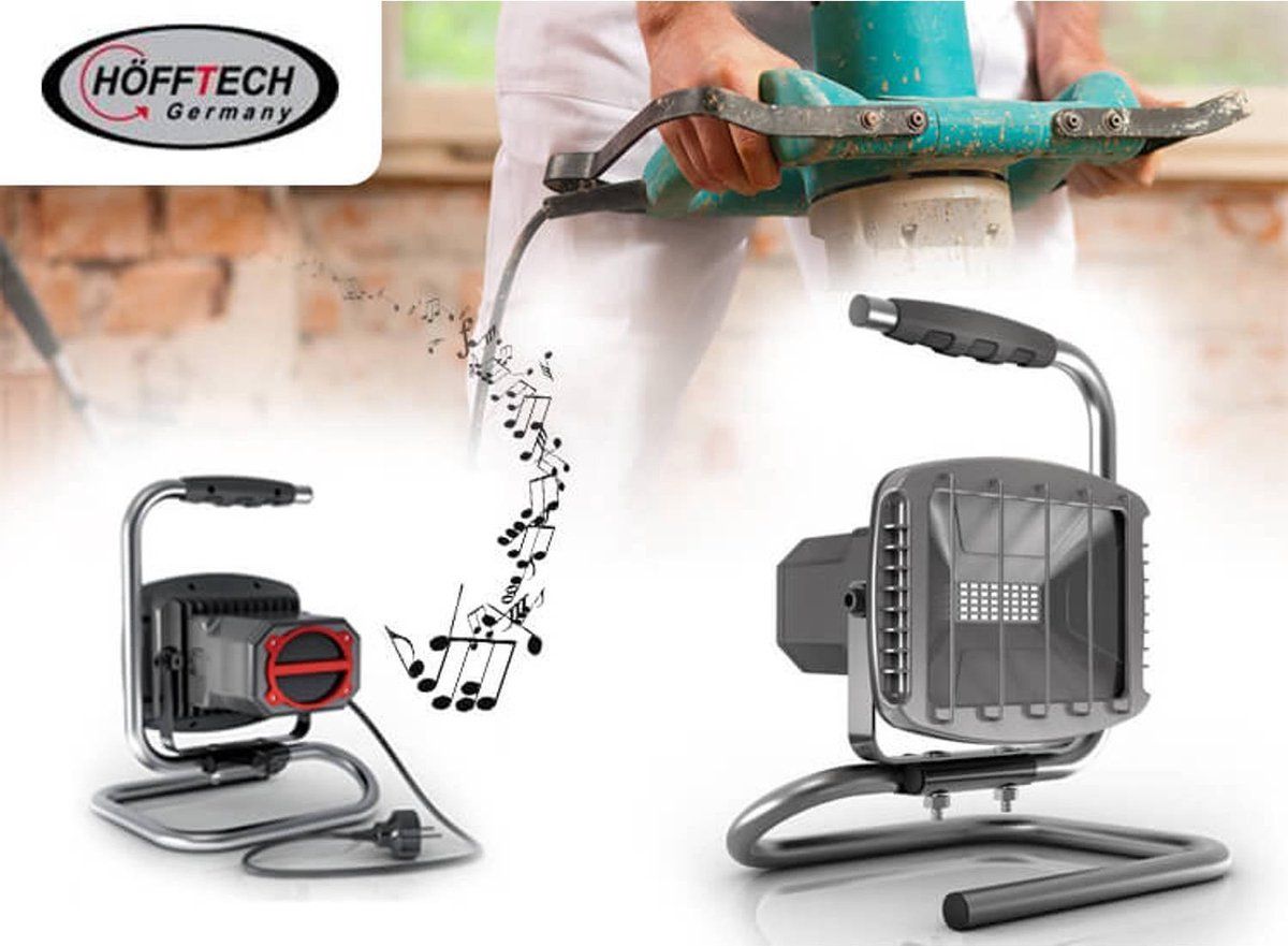 HOFFTECH Höfftech LED Bouwlamp 20 Watt met Bluetooth Speaker - 800 Lumen - IP44