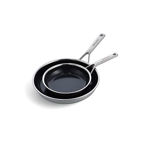 KitchenAid Multi-Ply RVS Non-Stick Koekenpan Set - 20cm & 28cm - Zilver