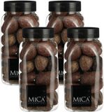 Mica Decorations decoratie stenen - 4x - groot - 650ml - bruin mix - hobby steentjes - sier stenen