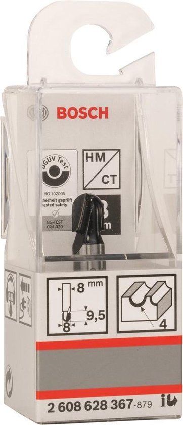 Bosch - Halfrondprofielfrezen 8 mm, R1 4 mm, D 8 mm, L 9,5 mm, G 40 mm