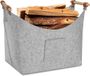 Hong Kong Baijing Technology Limited Panier à bois en feutre - Panier à bois de chauffage - Panier à bois d'intérieur - Feutre de 5 mm d'épaisseur - Panier en bois pour bois de chauffage - Gris clair