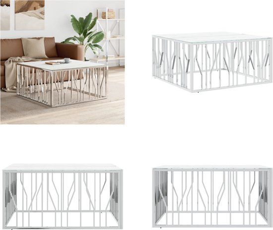 VidaXL Salontafel 100x100x50 cm roestvrij staal en glas