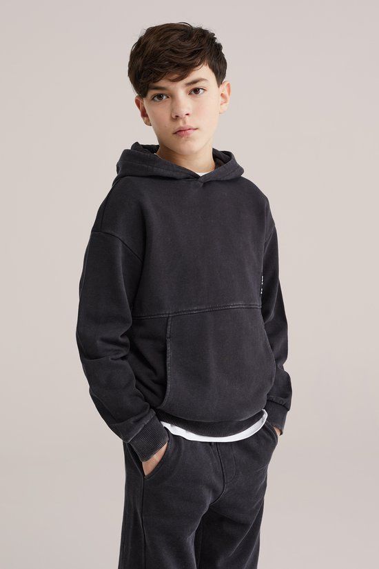 WE Fashion Jongens relaxed fit hoodie zwart