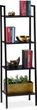 Merkloos Relaxdays ladderrek - 4 etages - staand - 136 x 44 x 31,5 cm - industrieel - zwart