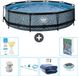 EXIT Toys EXIT Rond Stone Frame Zwembad - 360 x 76 cm - Inclusief Pomp - Schoonmaakset - Solarzeil - Verlichting - 7-delig