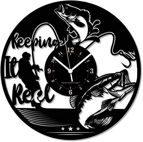 Instant Karma Clocks Wandklok - vissen, vissen, uitrusting, cadeau-idee