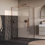 Brauer Stellar - Douchecabine met Draaideur - Helder Glas - 120x90x200 cm - Omkeerbaar - incl. Glascoating - PVD Koper Geborsteld