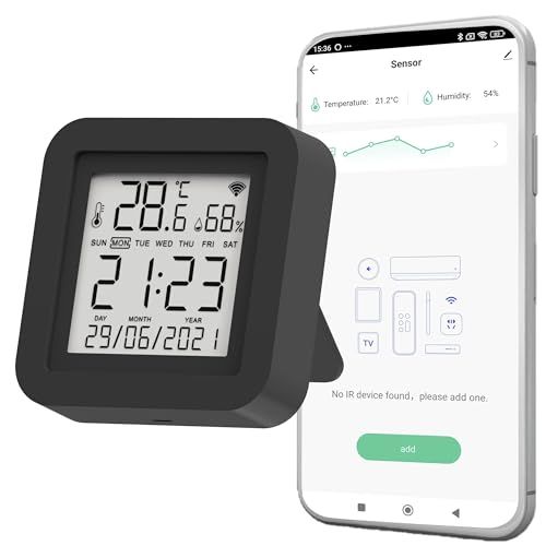 Nivian Intelligente infraroodcontroller – WiFi 2,4 GHz – bediening van IR-apparaten – bereik tot 10 m met 360 graden afdekking – compatibel met Amazon Alexa en Google Home (1 TemphumiR)