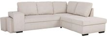 CASAPY MITCHELL canapé d'angle avec fonction couchage, 4-5 places, méridienne réversible, velours côtelé perle, USB, rangement, coffre de lit, 83 l