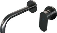 Brauer Gunmetal Edition Inbouw Wastafelmengkraan met Gebogen Uitloop en Rozetten Model C1 Gunmetal Geborsteld PVD