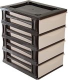 Hega Hogar Ladeblokje/bureau organizer 4x lade - bruin/beige - L26 x B35 x H39 cm - kunststof