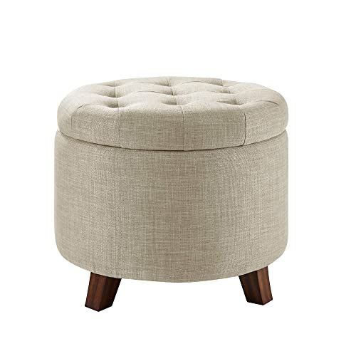 Amazon Basics Gestoffeerde Tufted Storage Ottomaanse voetenbank - 43 cm H - jute beige