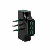 Ekon Platte stekkeradapter, 3 eurostekkers, Italiaanse stekker 16A, Made in Italy, ruimtebesparend, zwart