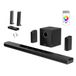 ULTIMEA 9.1 soundbar voor tv, 470 W surround systeem met 2 achterluidsprekers, deelbaar Dolby-geluidssysteem met 6,5″ draadloze subwoofer, RGB soundbar voor tv, HDMI/OPT/AUX/BT, Apollo S90