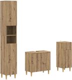 vidaXL - 3-delig - badkamerkast - set - DELFT - Artisanaal - eiken - Bewerkt - hout