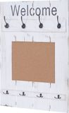 Porte-manteau mural MCW-C89 avec tableau d'affichage, panneau porte-manteau, look shabby vintage, 8 crochets 91x60cm - blanc, shabby