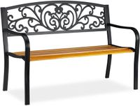 Merkloos Relaxdays Tuinbank Metaal - 2 Persoons - 86,5 x 127 x 59 cm - Bruin/Zwart