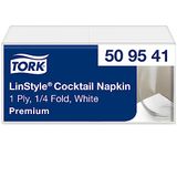 Tork LinStyle Cocktailservet Wit, 1/4 Gevouwen, Stevig, 24 x 24 cm, 100 servetten, 509541
