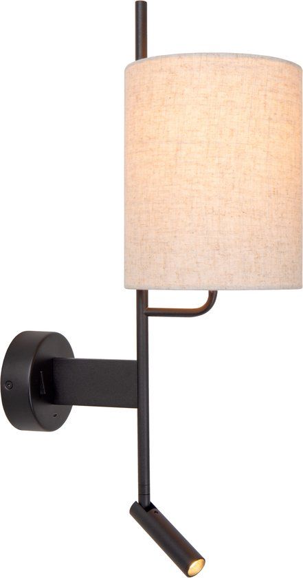 Lucide MAGIC - Wandlamp - 1xE27 - Met USB oplaadpunt - Zwart
