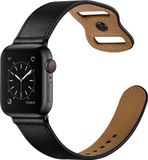By Qubix - Leren bandje dubbele lus - Zwart - Geschikt voor Apple Watch 38mm / 40mm / 41mm / 42mm