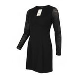 Desigual Night damesjurk zwart getextureerde pure lange mouwen mini - S