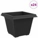 vidaXL Vierkante Bloempot 24 st Zwart 43 x 43 x 33,5 cm Kunststof