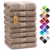 NatureMark Set van 8 Handdoeken - 100% Katoen - Absorberende en Duurzame Handdoeken, Maat 50×100 cm, Zand