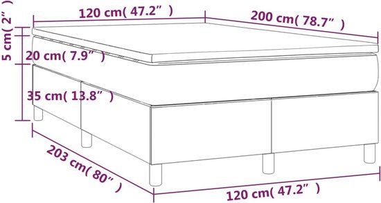 vidaXL Boxspring met Matras Stof Zwart 120x200 cm