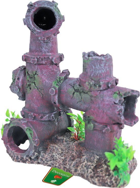 Gebr de boon De Boon Gezonken buis ornament voor aquarium of terrarium | 21 cm schuilplek | Paars, Groen