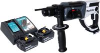 Makita DHR 202 RGW Accuklopboormachine 18 V 20 mm 2.0 J wit + 2x accu 6.0 Ah + lader