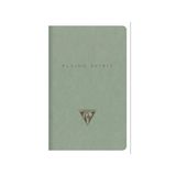 Clairefontaine 107586C - Mini Genaaid Notitieboekje Flying Spirit - 7,5x12 cm - 48 Gelinieerde Pag. Ivoorpapier 90g - Vert de Gris Omslag - 5 designs achterkant willekeurig